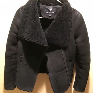 Goosecraft Black Shearling Leather Jacket